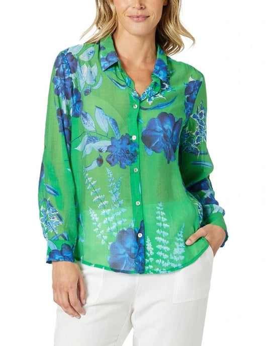 Garden Bloom Shirt in Elm Blue