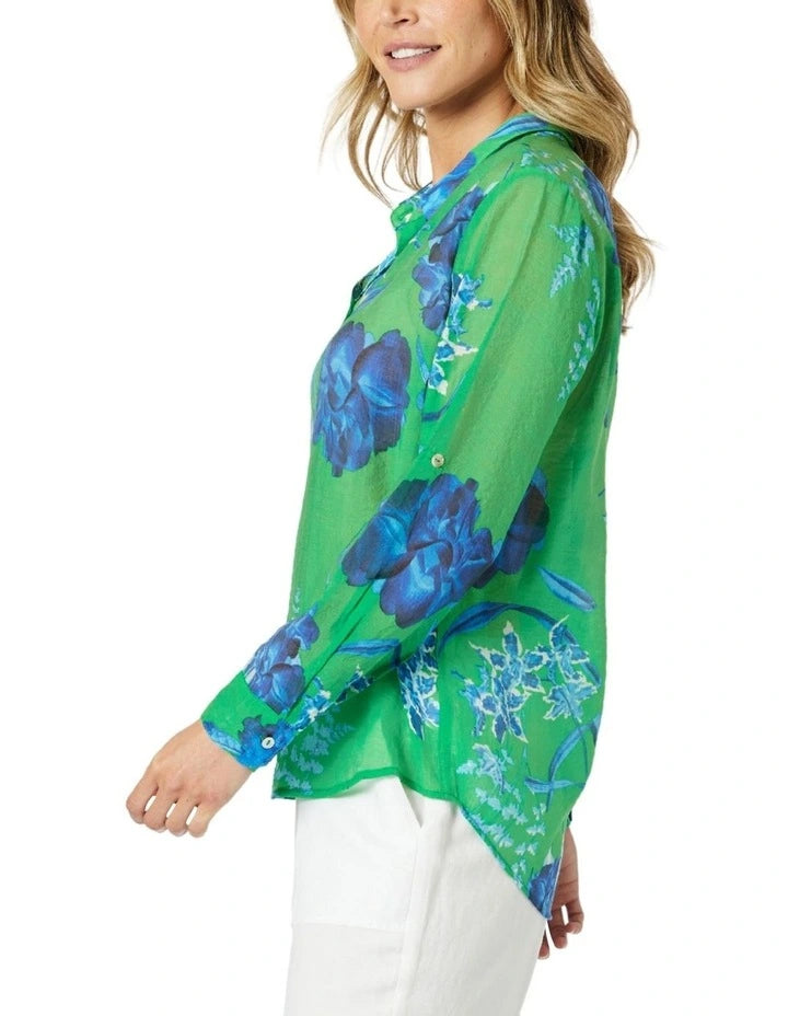 Garden Bloom Shirt in Elm Blue