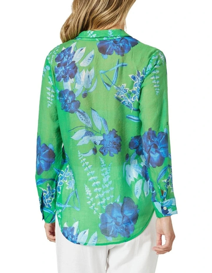 Garden Bloom Shirt in Elm Blue