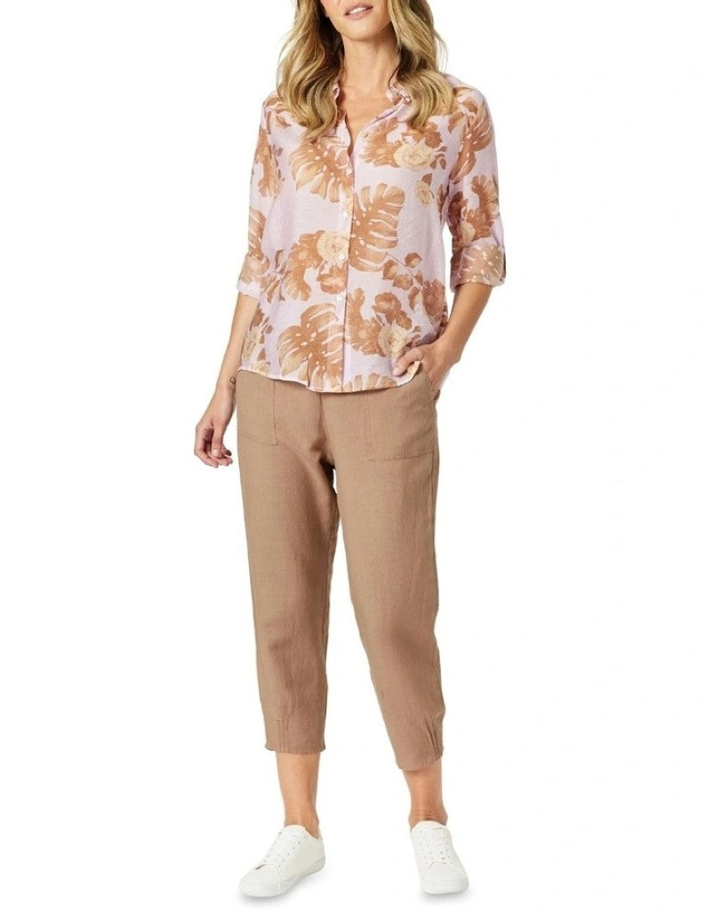 Lino Tapered Pant in Nutmeg