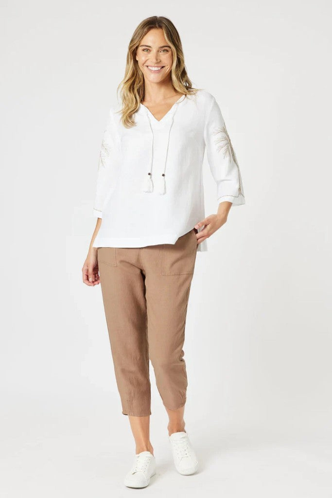 Lino Tapered Pant in Nutmeg