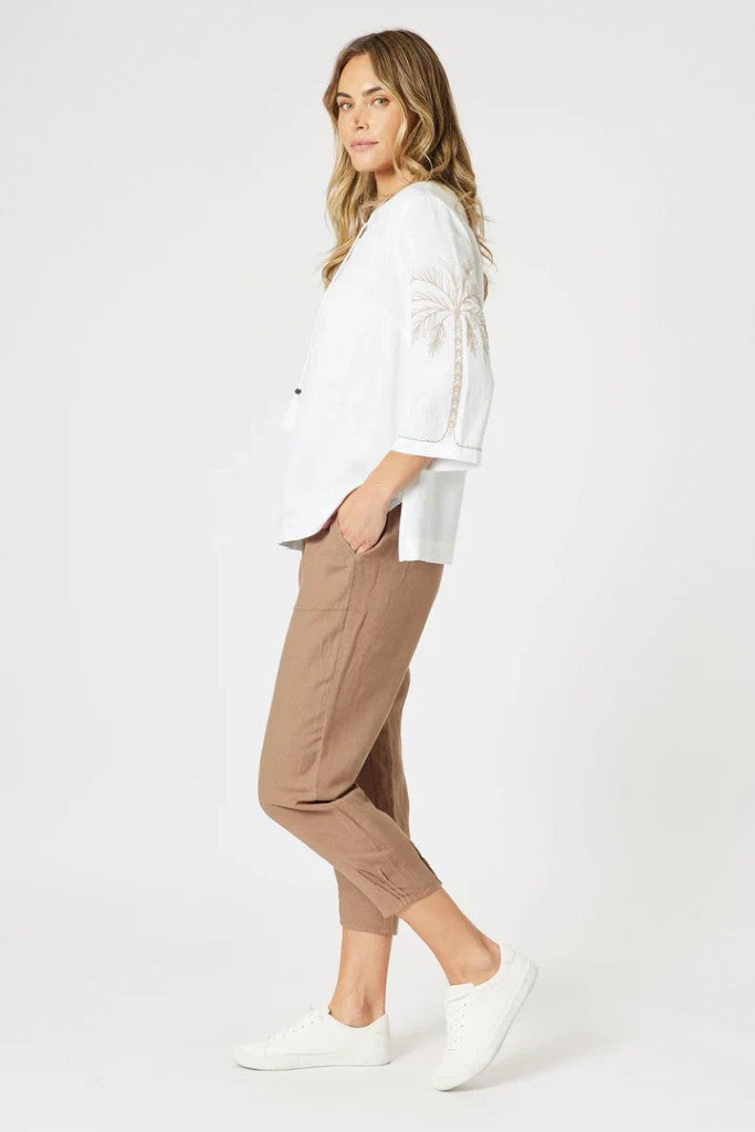 Lino Tapered Pant in Nutmeg