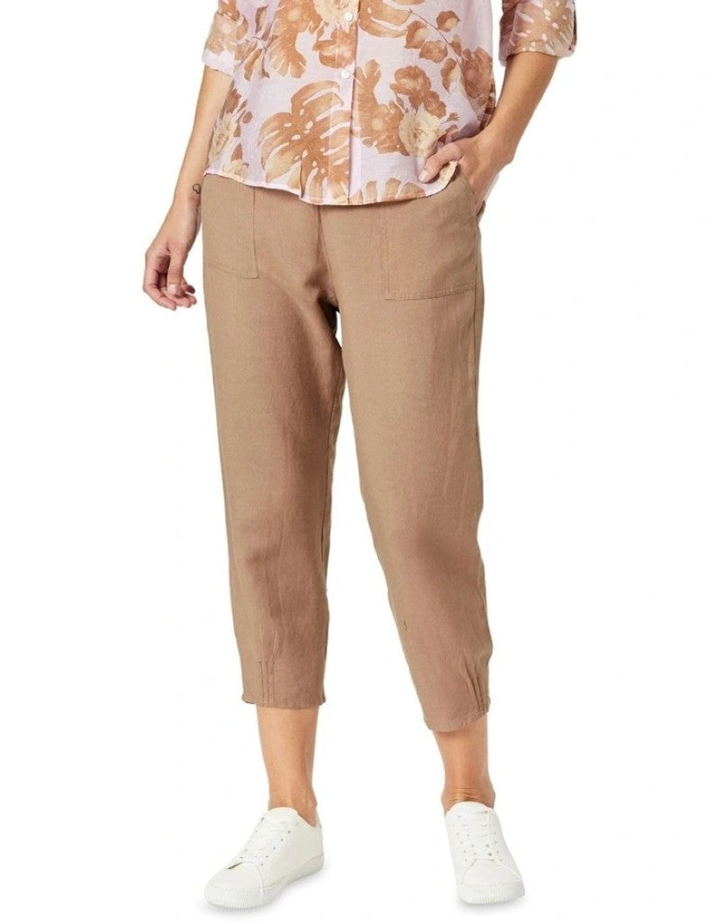 Lino Tapered Pant in Nutmeg
