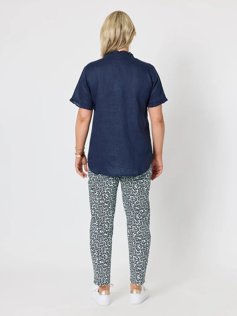 Oasis Print Pant in Navy / White