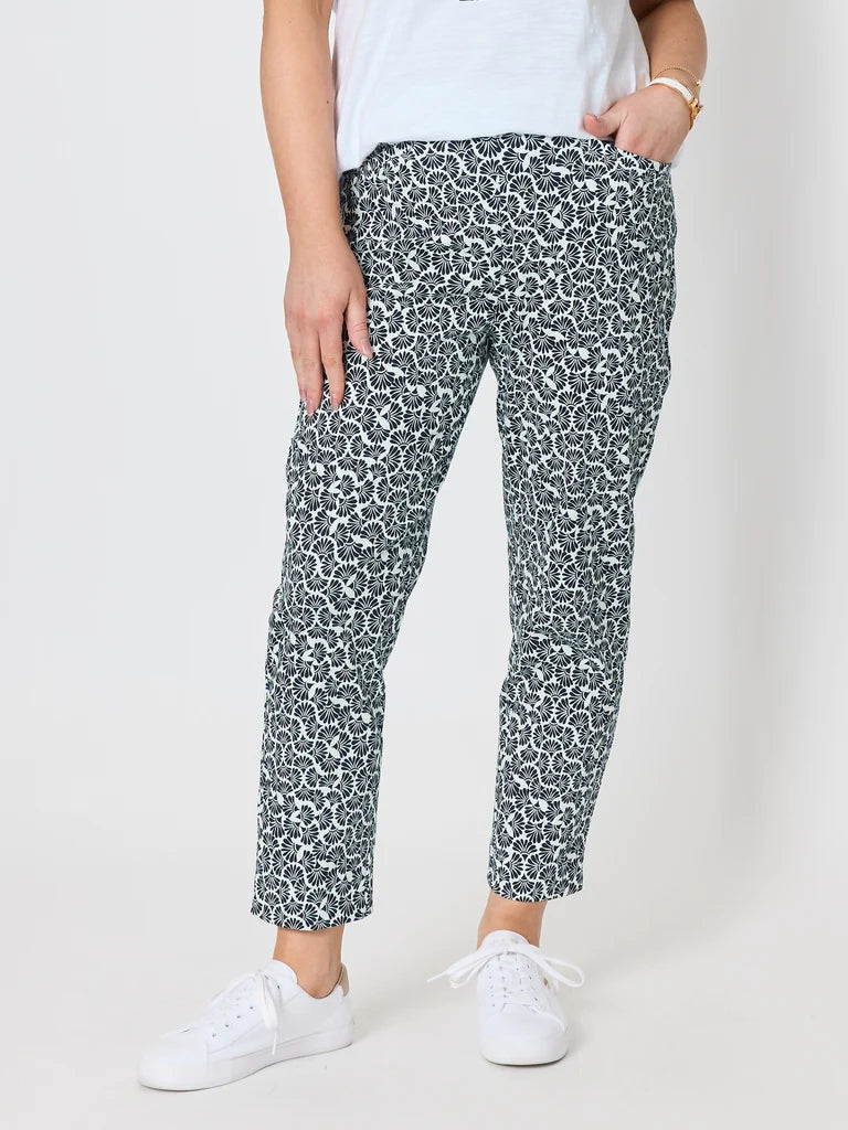 Oasis Print Pant in Navy / White