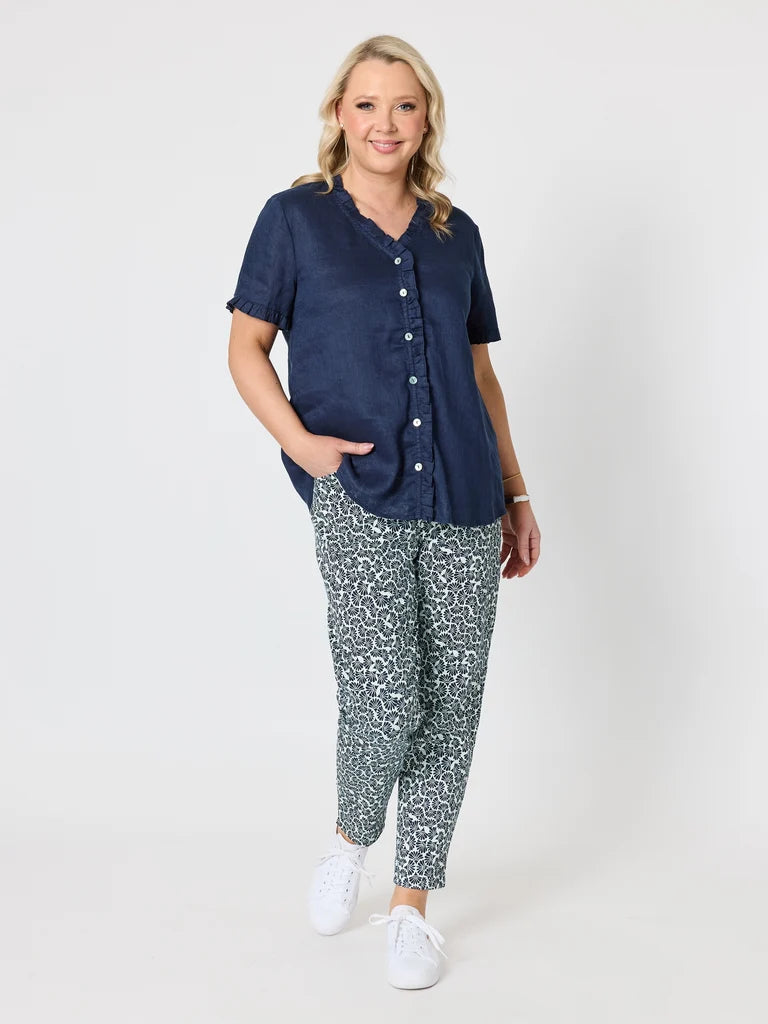 Oasis Print Pant in Navy / White
