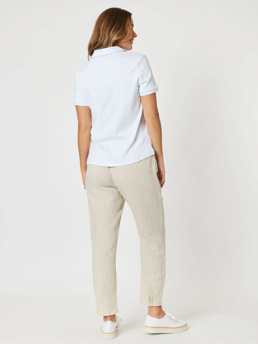 Sarah Jersey Waist Linen Pant in Natural