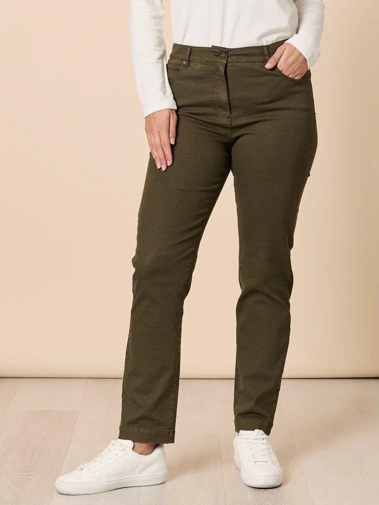 Slim Leg Miracle Denim Jeans in Khaki