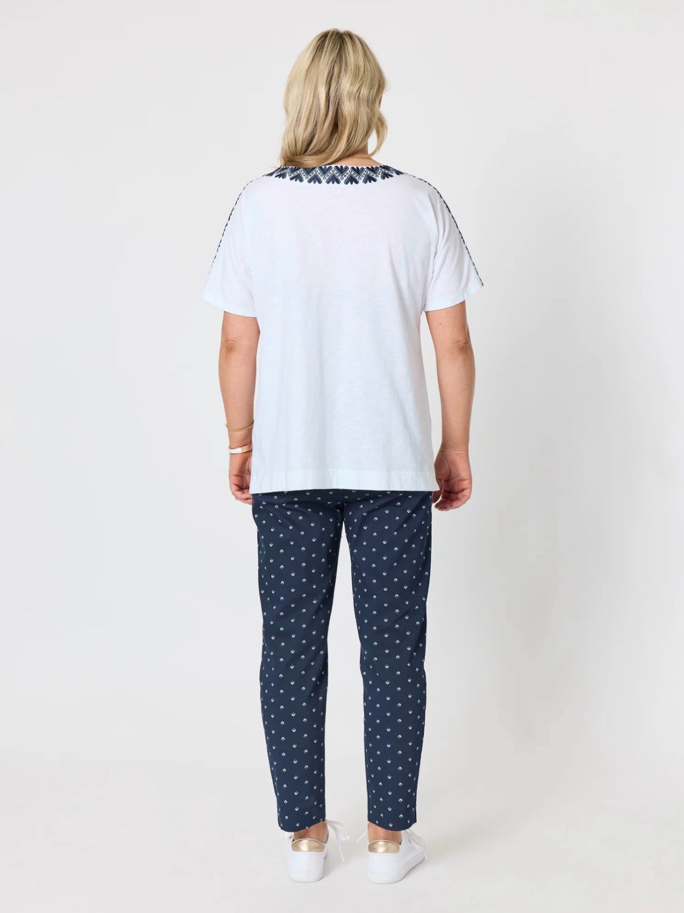Tropez Print Pants in Navy / White