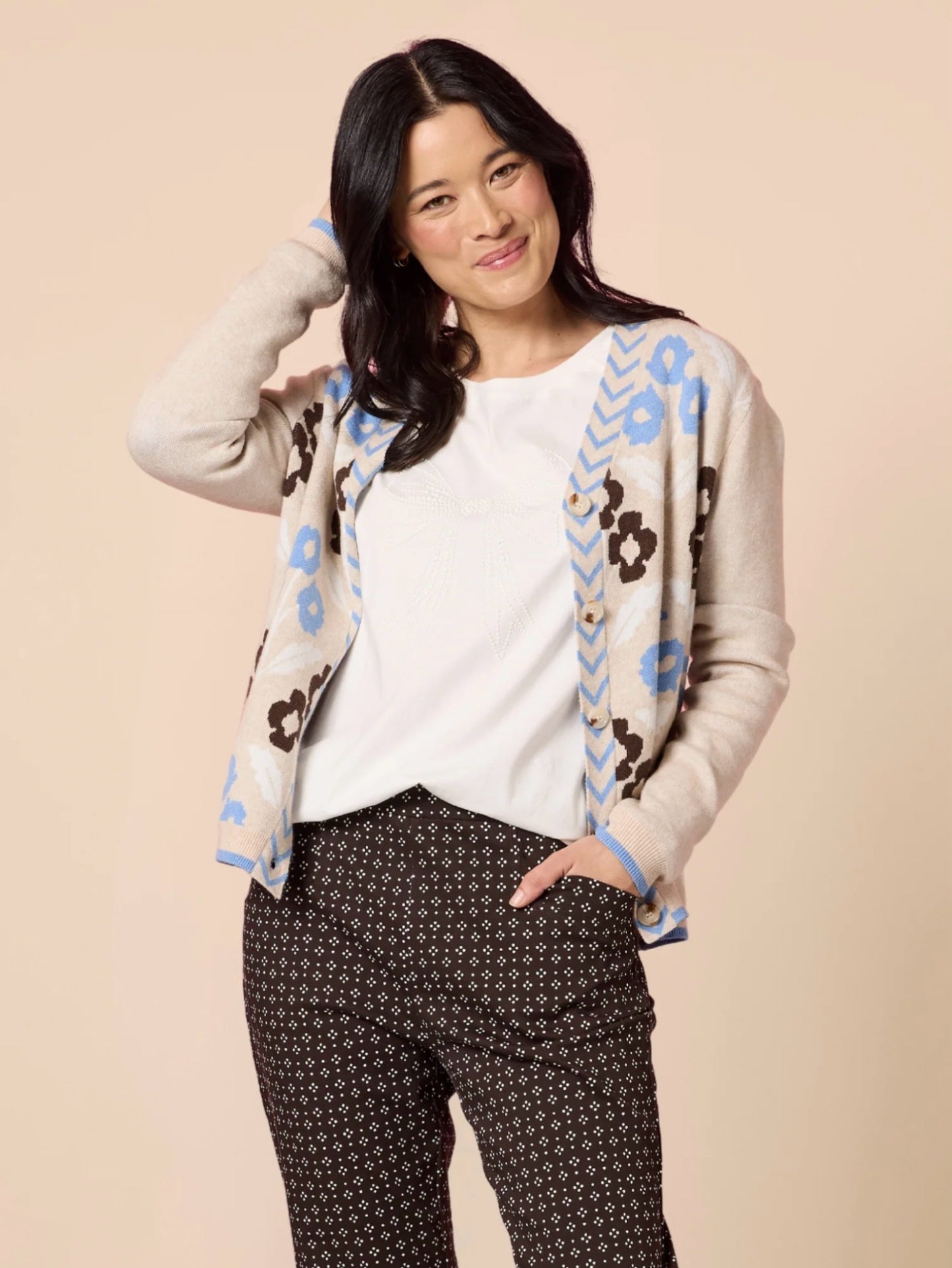 Vermont Knit Cardi in Natural Multi
