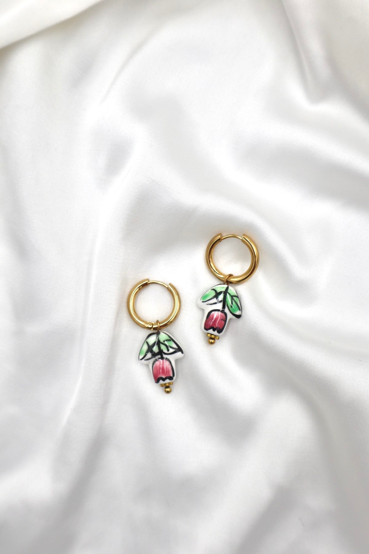 Graca Charm Hoops in Pink Tulip