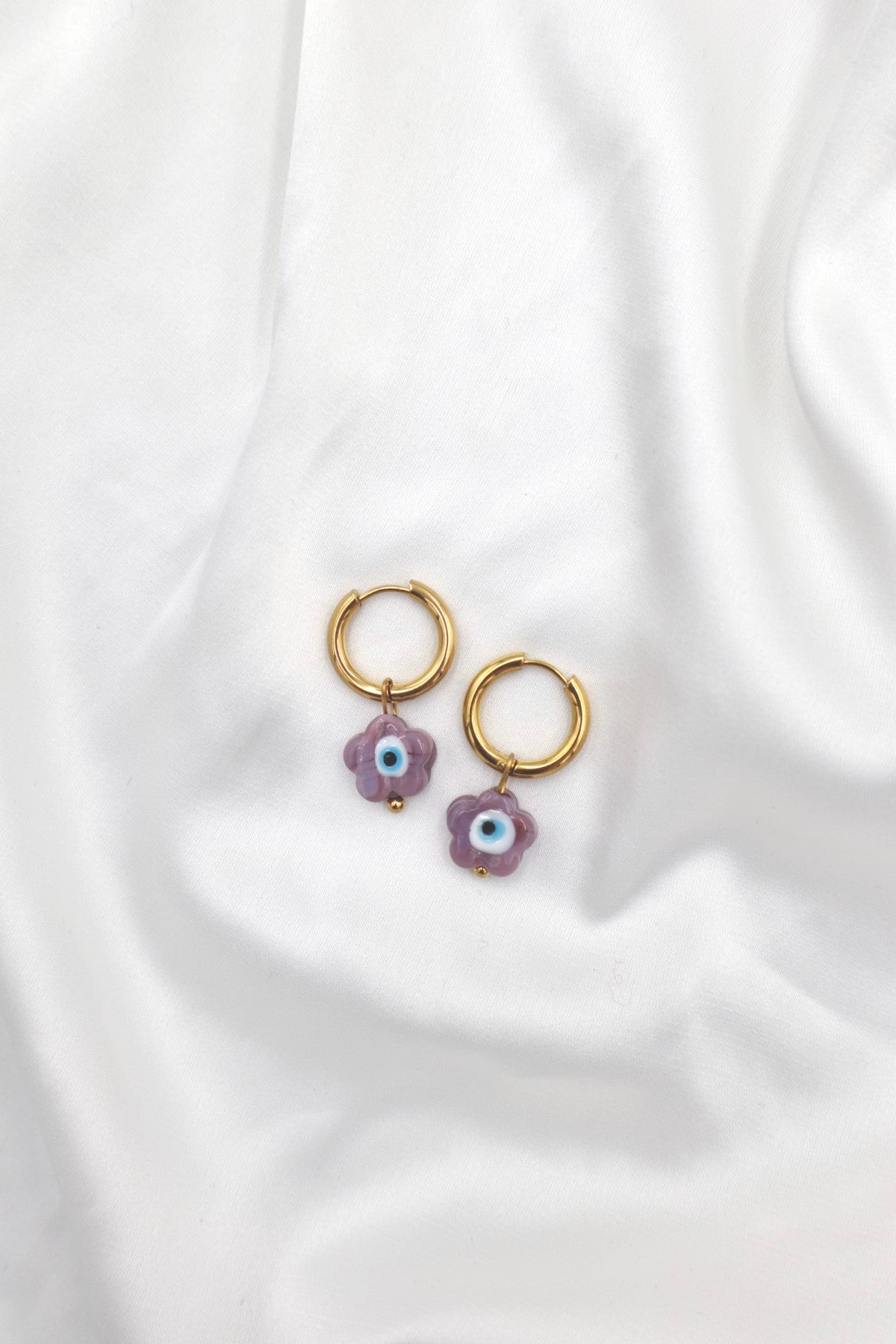 Graca Charm Hoops in Purple Flower
