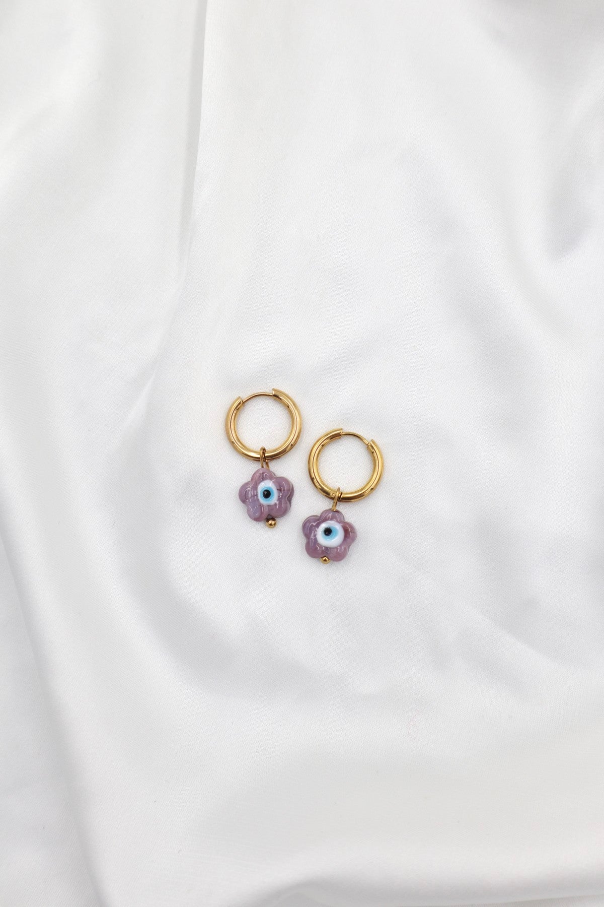 Graca Charm Hoops in Purple Flower