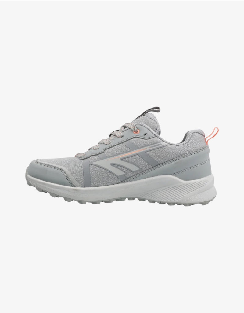 Gray athletic shoe on a white background