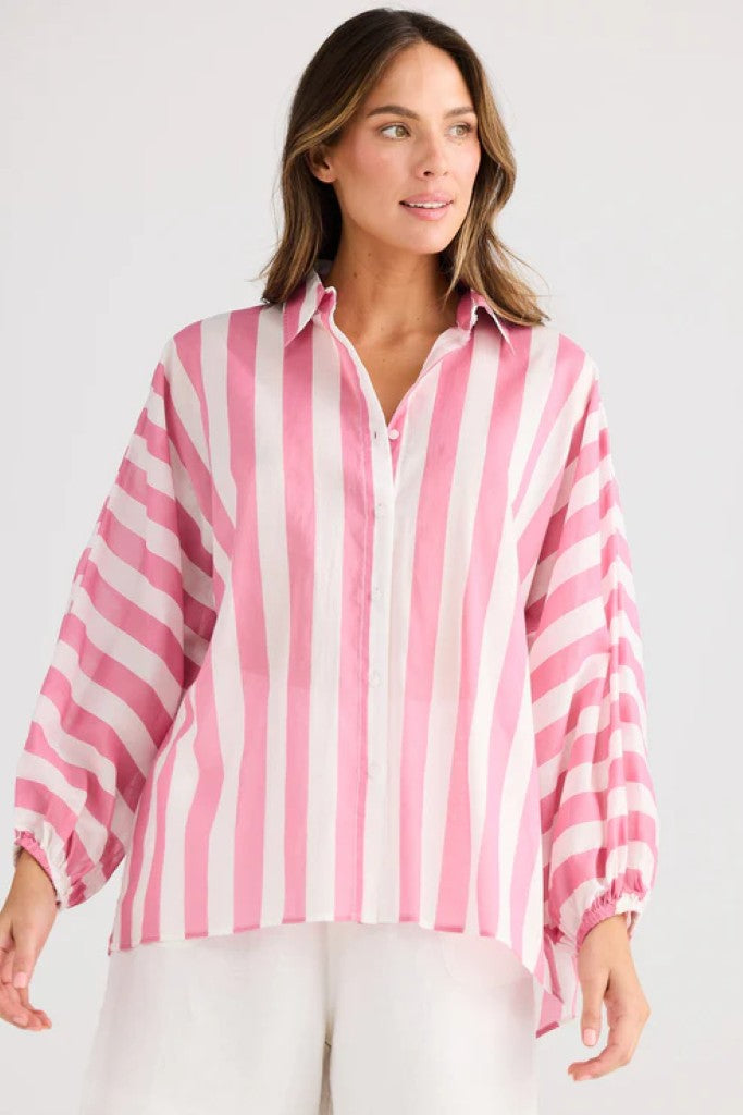 Cliffside Shirt in Pink Stripe