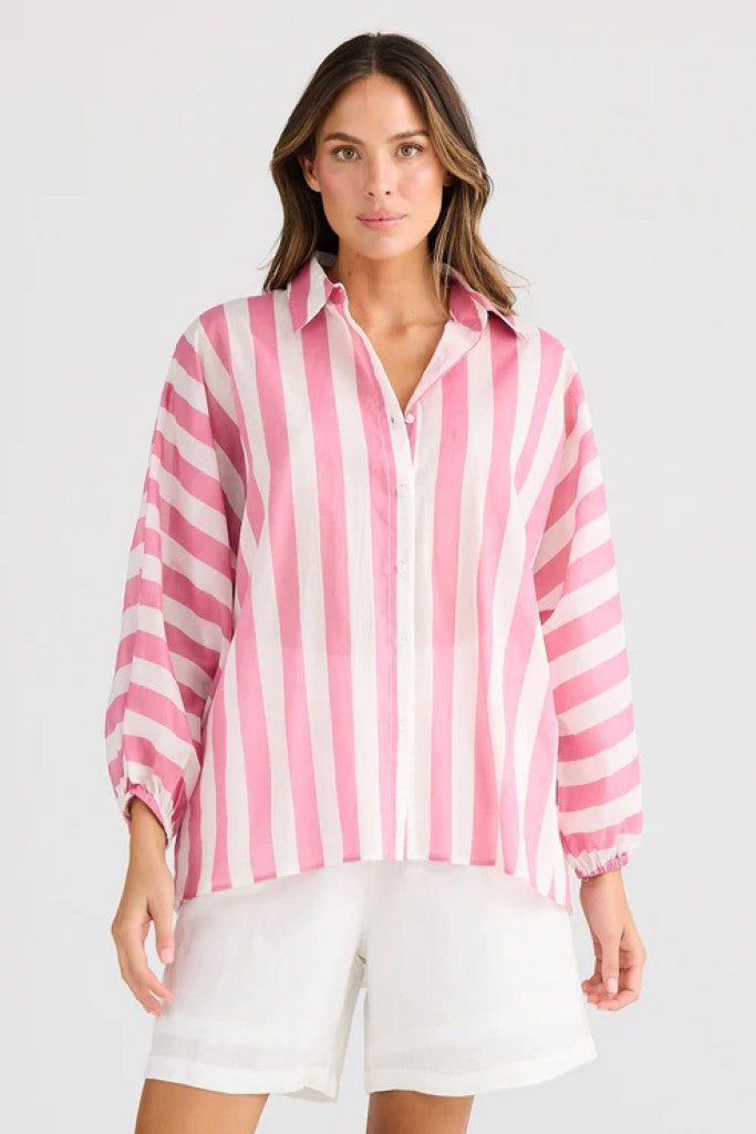 Cliffside Shirt in Pink Stripe