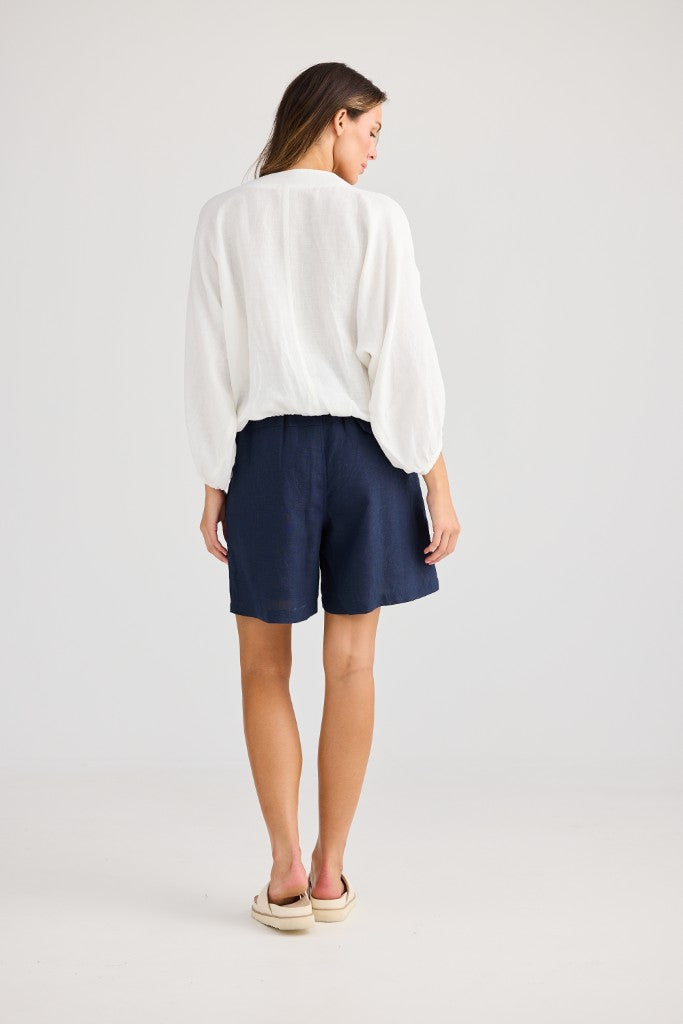 Happy Hour Linen Top in White