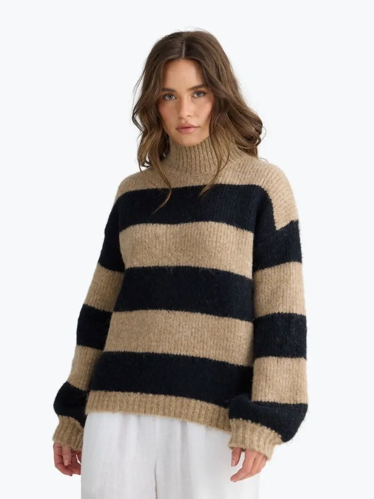 Island Knit in Taupe Stripe