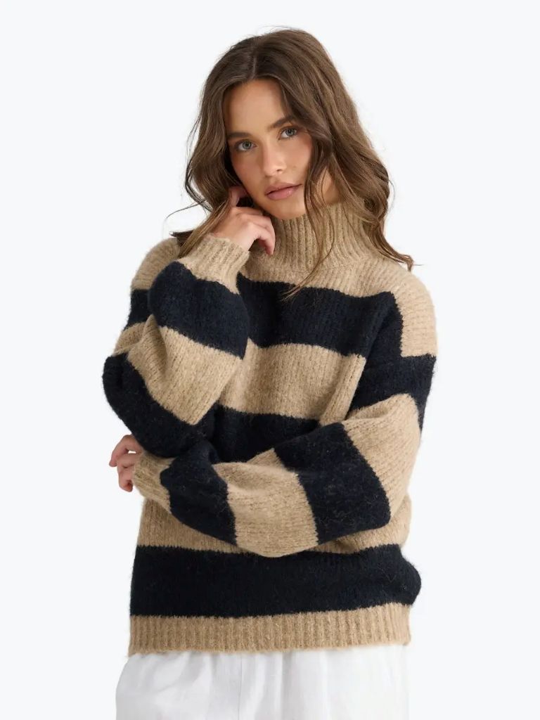 Island Knit in Taupe Stripe