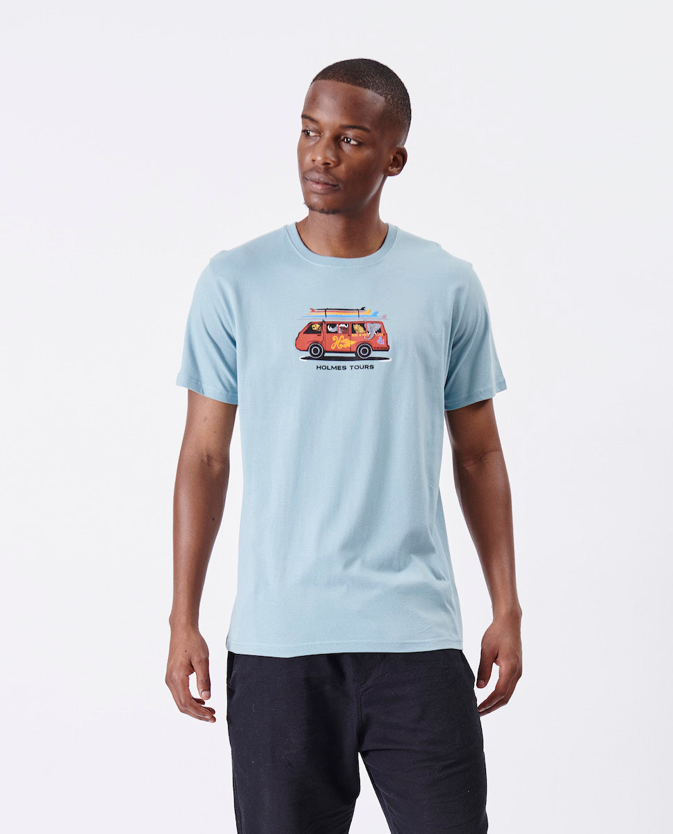 Tours SS Tee in Faded Blue