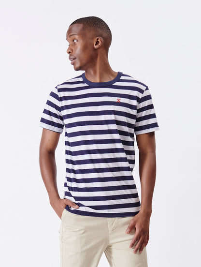 Get Back SS Tee in Navy / White Stripe