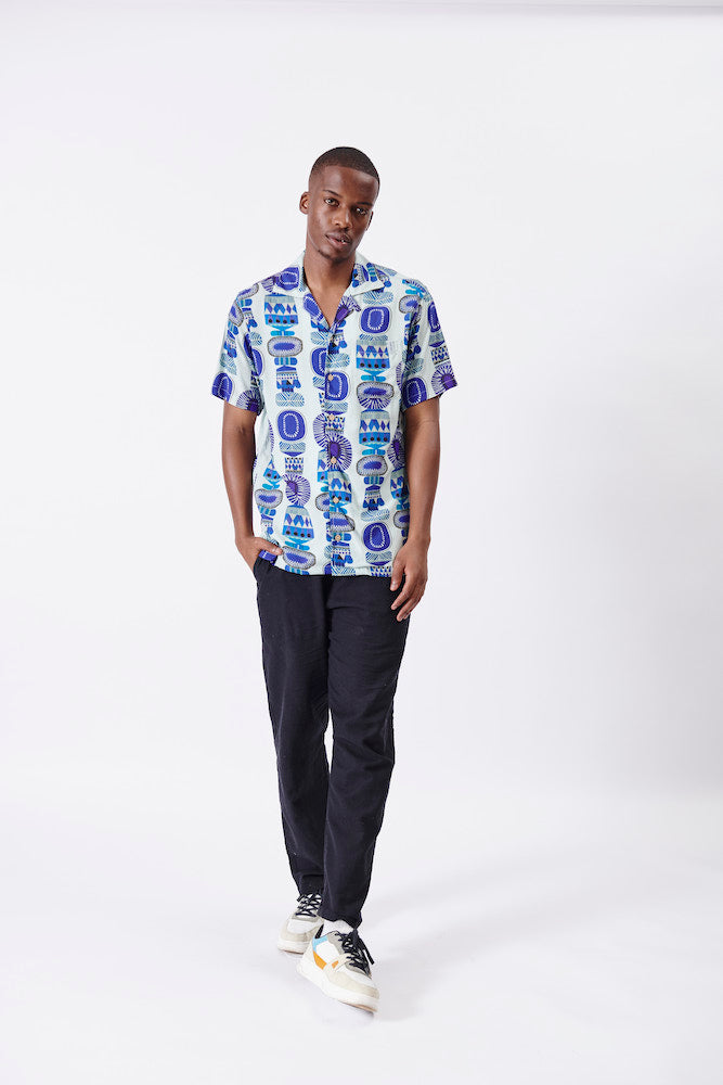 Kiwi Fruit Woven SS Shirt in Blue