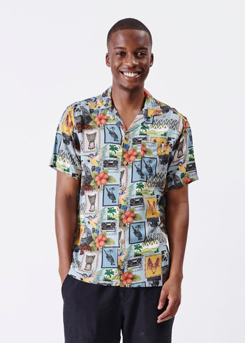 African Collage Print Short Sleeve Shirt