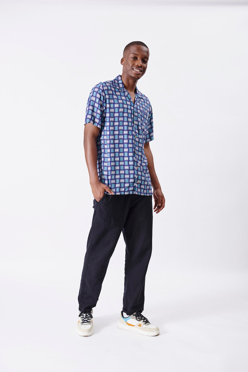 Basket Weave Print Short Sleeve Shirt