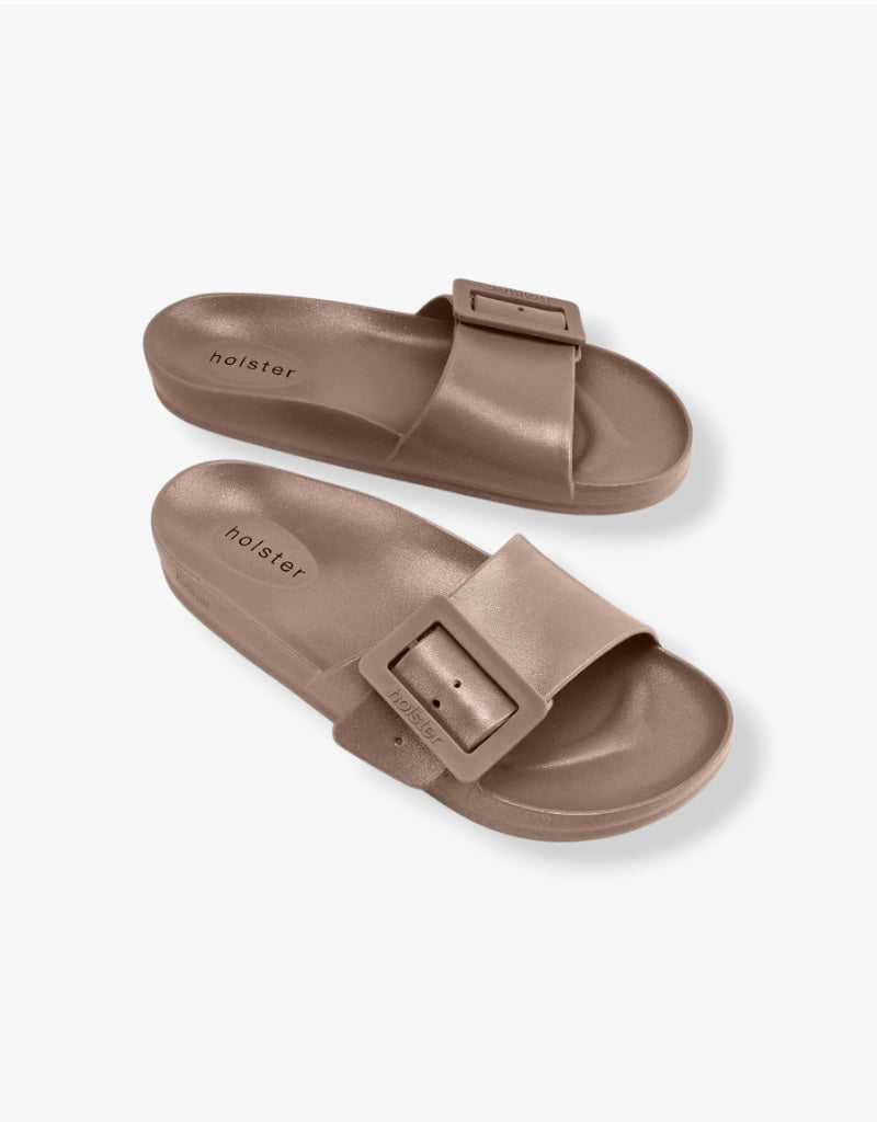 Metallic Solace Slide in Natural