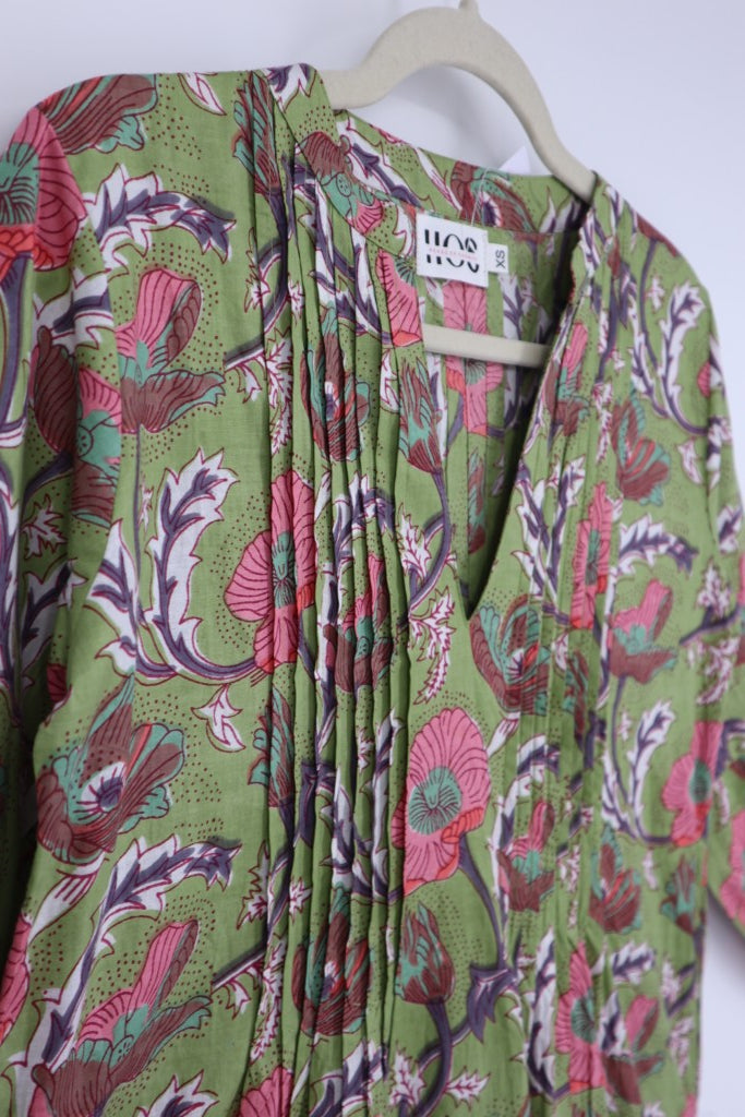Pin Tuck Dress in Green