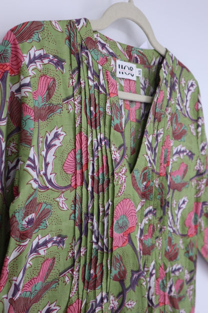 Pin Tuck Dress in Green