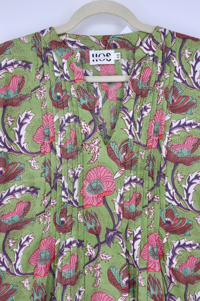 Pin Tuck Dress in Green