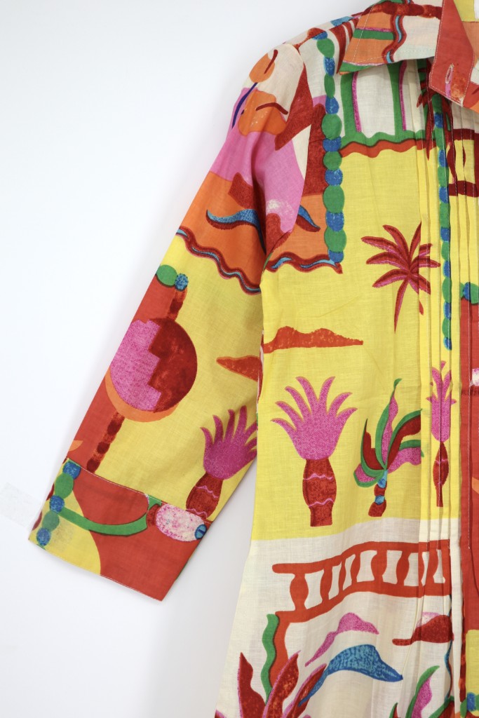 Pin Tuck Dress in Yellow Multi
