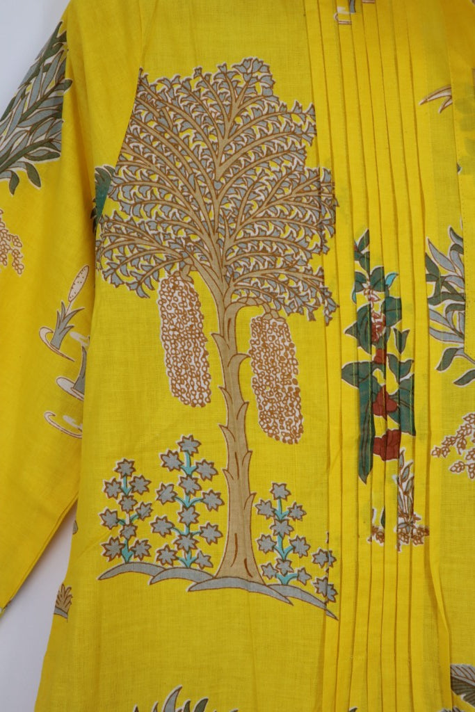Pin Tuck Dress in Yellow