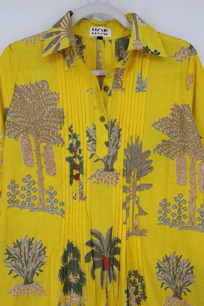 Pin Tuck Dress in Yellow