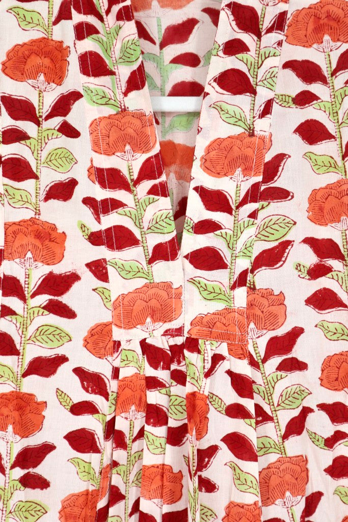 V-Neck Dress in Orange Floral