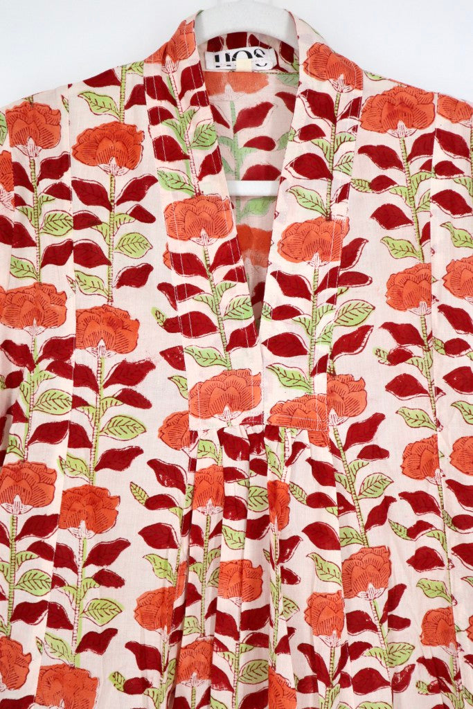 V-Neck Dress in Orange Floral