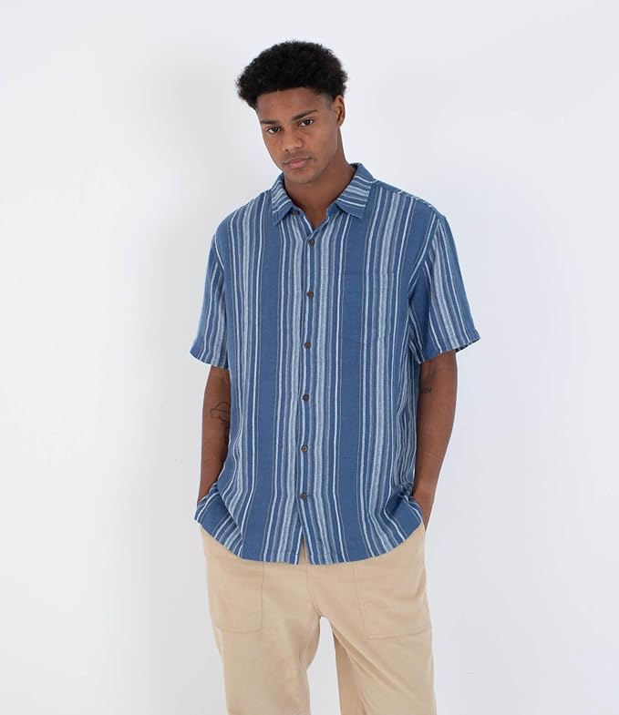 Oceanside SS Printed Shirt in Thunderberry