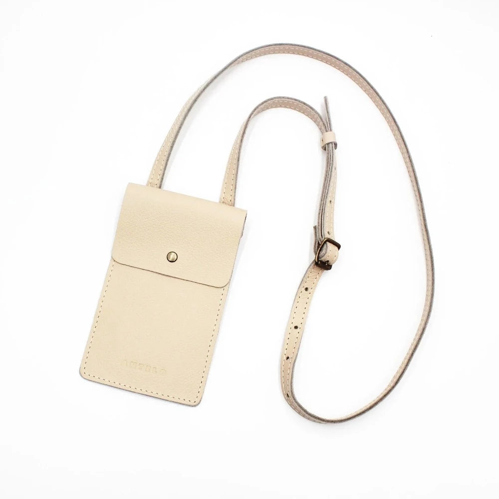 Benji Minimalist Vanilla Frappe Leather Phone Bag