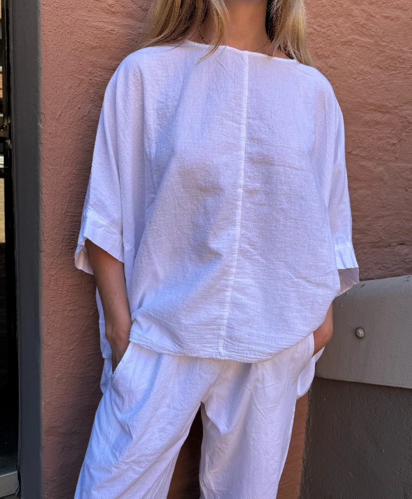 Romily Cotton Poncho Top in White