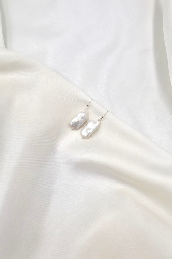 Sterling Silver Oblong Freshwater Pearl Drops