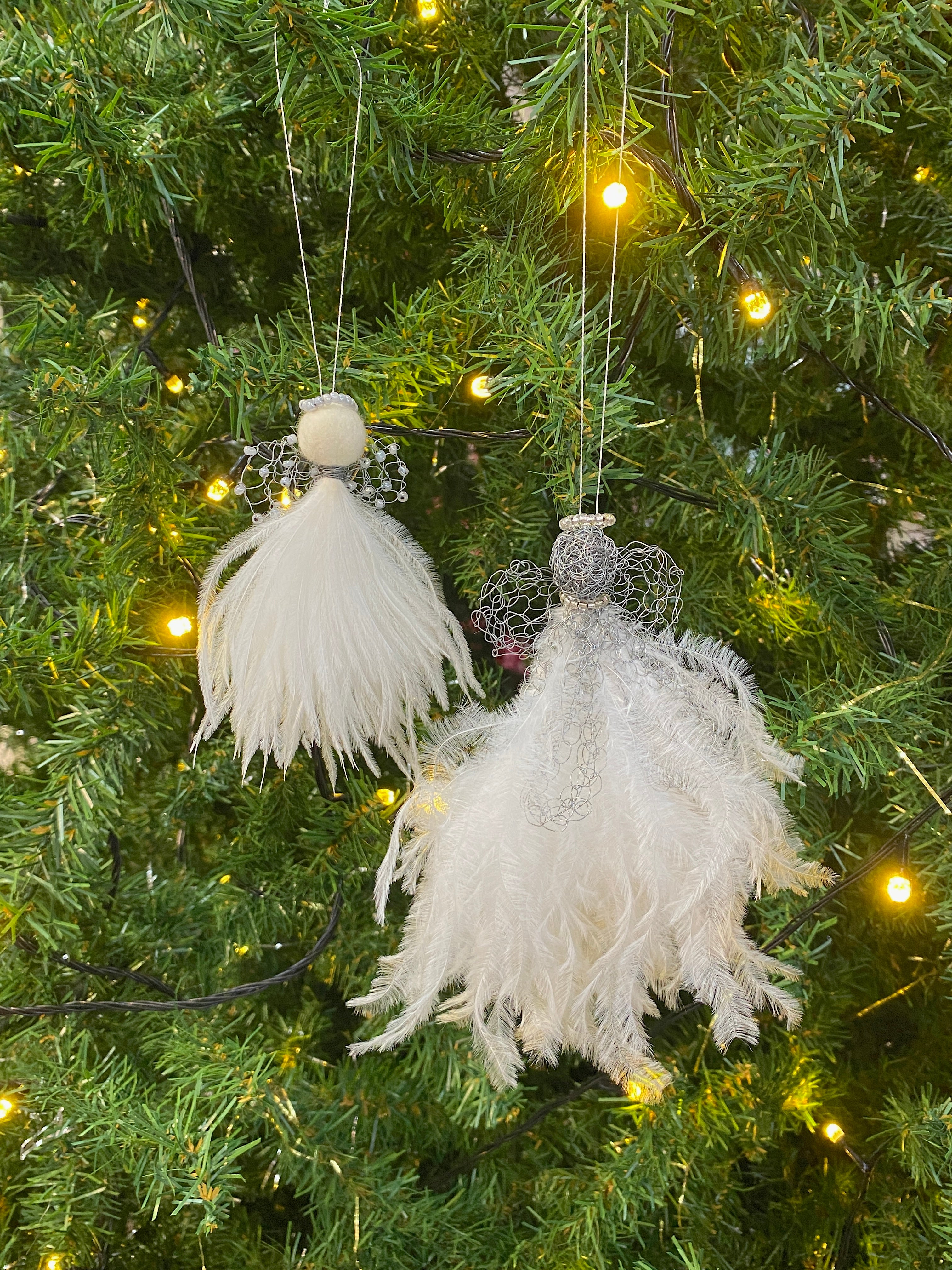 Ostrich Feather Angel Tree Ornament