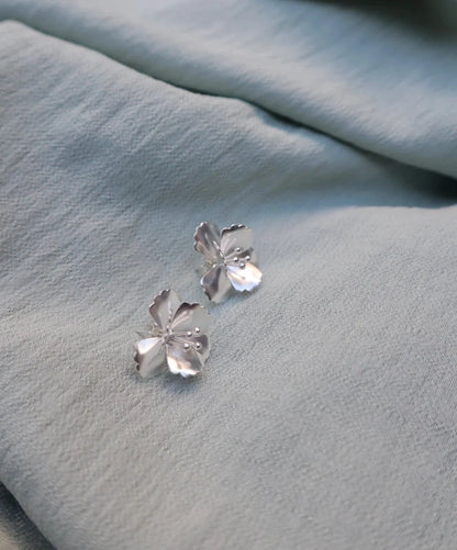 Sterling Silver Large Lily Stud Earrings