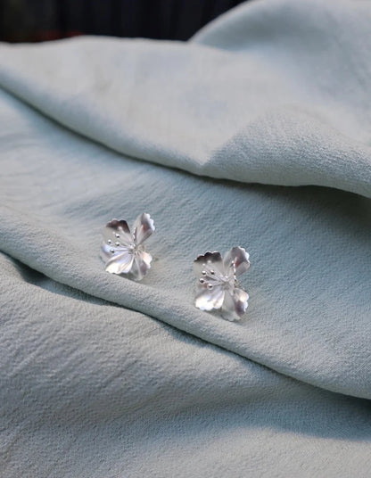Sterling Silver Large Lily Stud Earrings
