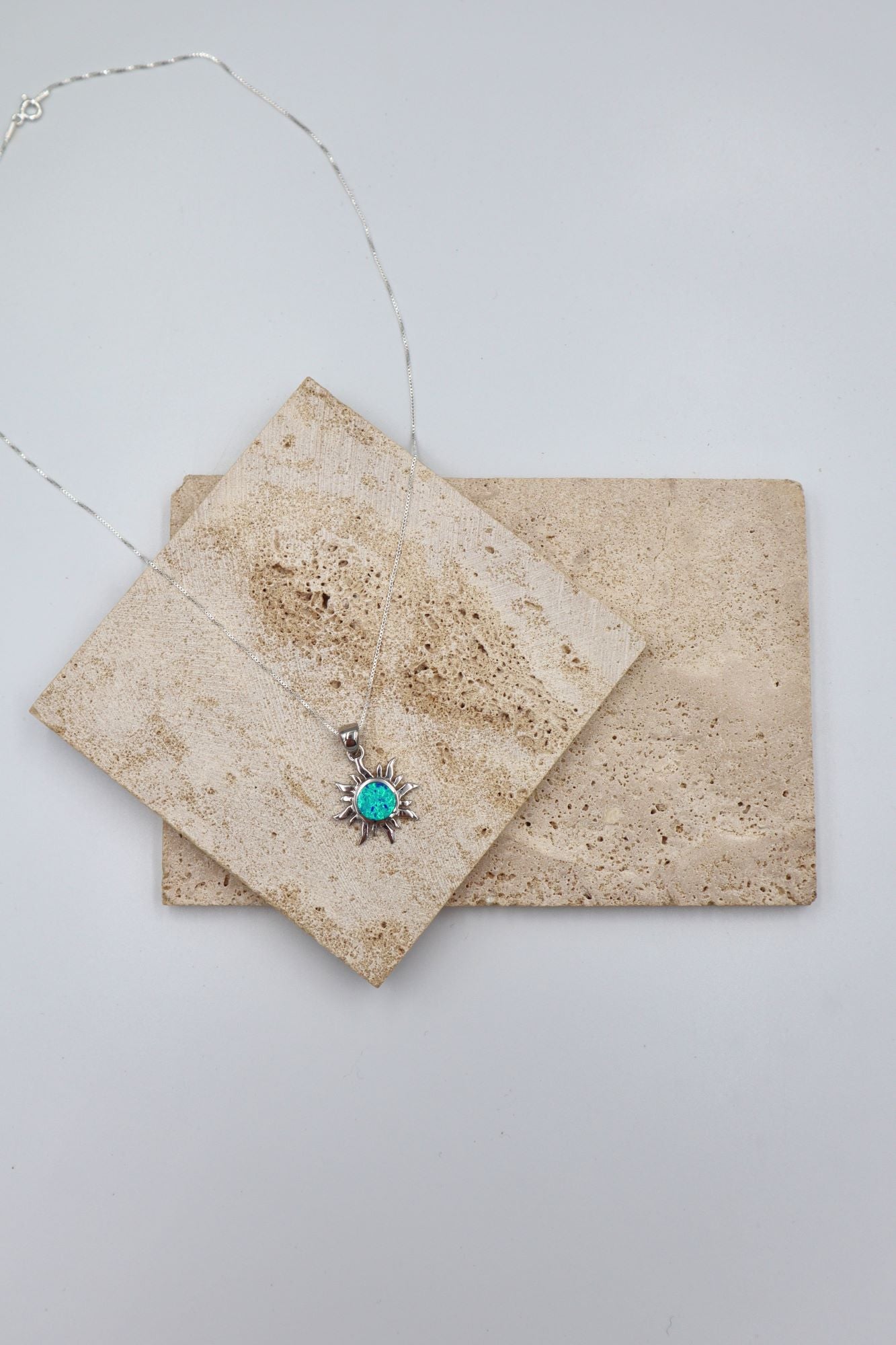 Sterling Silver Opaline Sun on 45cm Box Chain