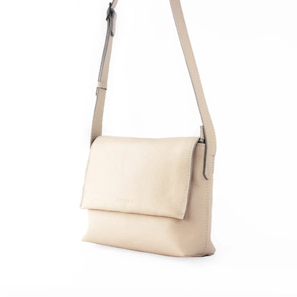 Astrid Prism Pebble Leather Crossbody in Vanilla Frappe