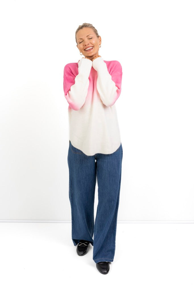 Indio Ombre Curved Knit in Pink