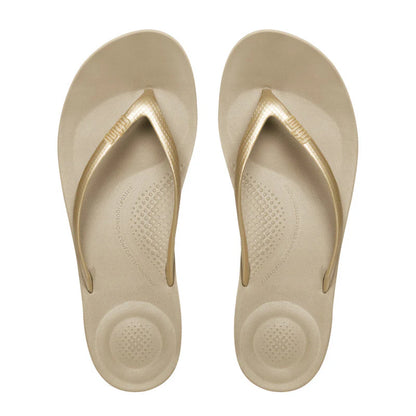 iQushion Ergonomic Flip Flops in Gold