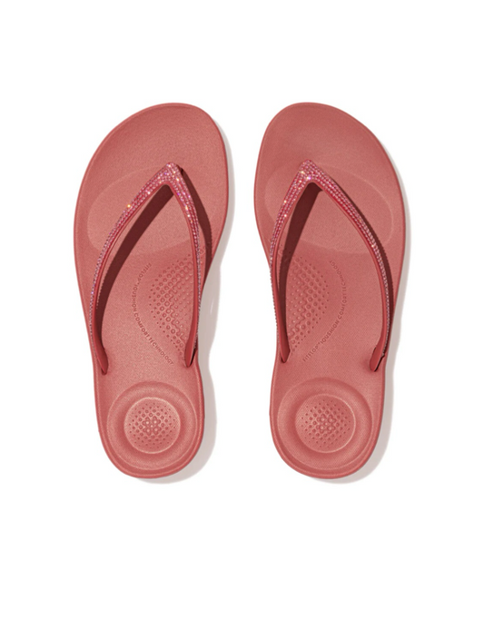 Iqushion Sparkle Flip Flops in Dusky Red