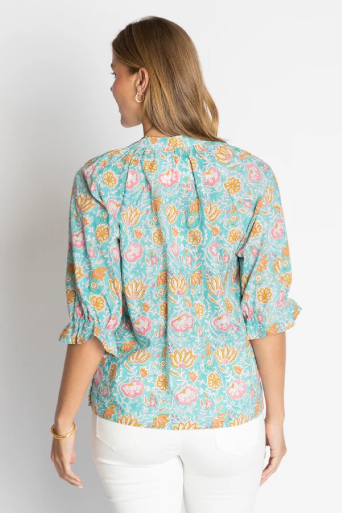 Nebraska Top in Turquoise Floral